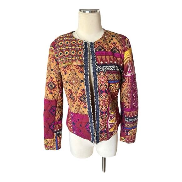 Ruby Rd  Womens Jacket Blazer  Open Front Yellow/Orange/Pink Quilted - Picture 1 of 8